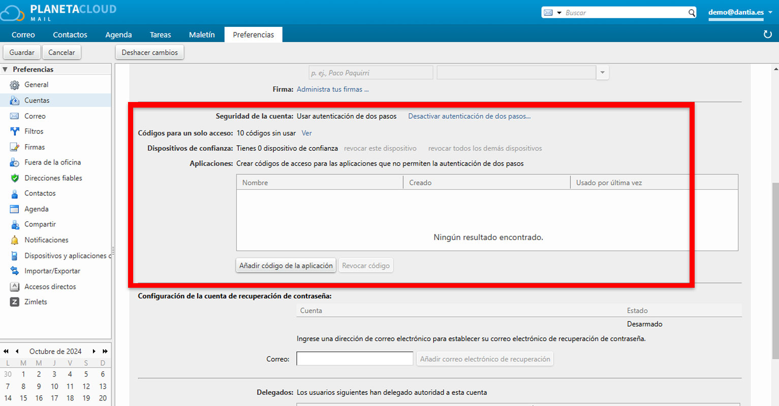 Guía para habilitar a autentificación de dos factores en Zimbra